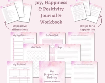 Positivity Journal | Happiness Workbook | Mood Tracker | Wellness Journal | Positive Affirmations | Happiness Journal | Journal Prompts