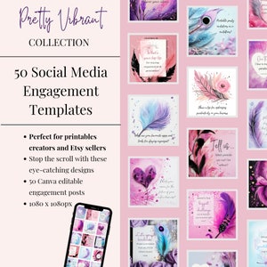 Modèles de réseaux sociaux assez colorés, publications Instagram, modèle canva modifiable, publications sur les réseaux sociaux fiançailles pour les vendeurs à imprimer