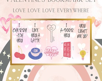 Valentine's Bookmark Set, Valentine' Day Gift, Bookmark Set, Printable Bookmarks, Bookmarks for Women, Digital Bookmarks