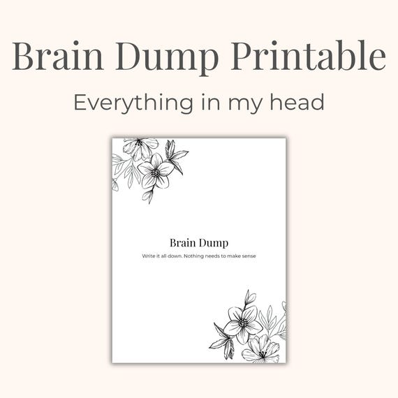 Brain Dump Printable for Overwhelmed Moms | Calm Mind Reset Pages | Minimal Printable for Mental Clarity | Self Care Stress Relief Pages