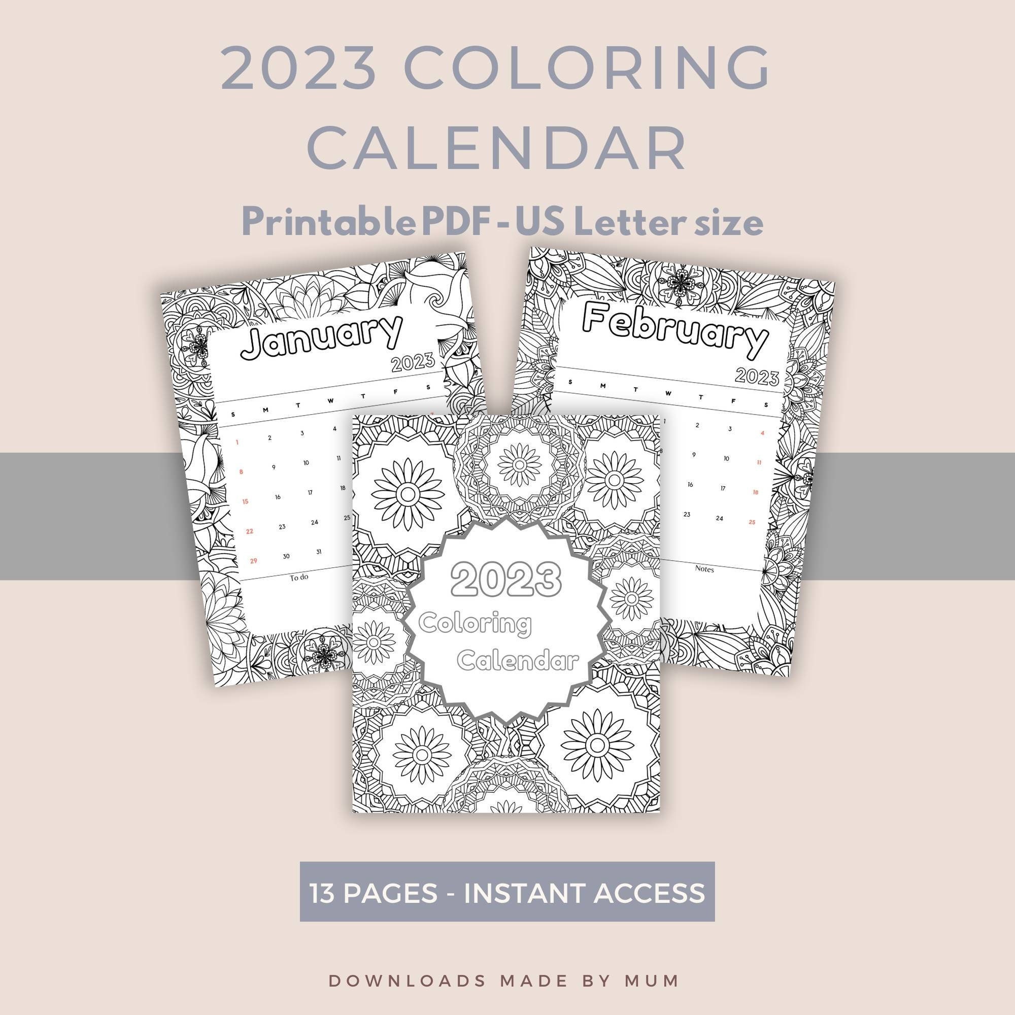 2023 Coloring Calendar, 12 Month Calendar, Mandala Calendar, Yearly Calendar, Printable 2023 Calendar, Mandala Coloring Pages - Etsy 2023-coloring-calendar-12-month-calendar-mandala-calendar-yearly-calendar-printable-2023-calendar-mandala-coloring-pages-etsy