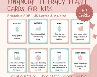 Cartes flash sur la littératie financière pour les enfants, Impressions à imprimer pour apprendre l'argent, Cartes éducatives pour enfants, Mentalité financière, Impressions pour l'enseignement à domicile