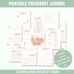 Printable Pregnancy Journal, Pregnancy Diary, Pregnancy Planner, Pregnancy Tracker, Pregnancy Calendar, Pregnancy Milestone, Pregnancy Lists
