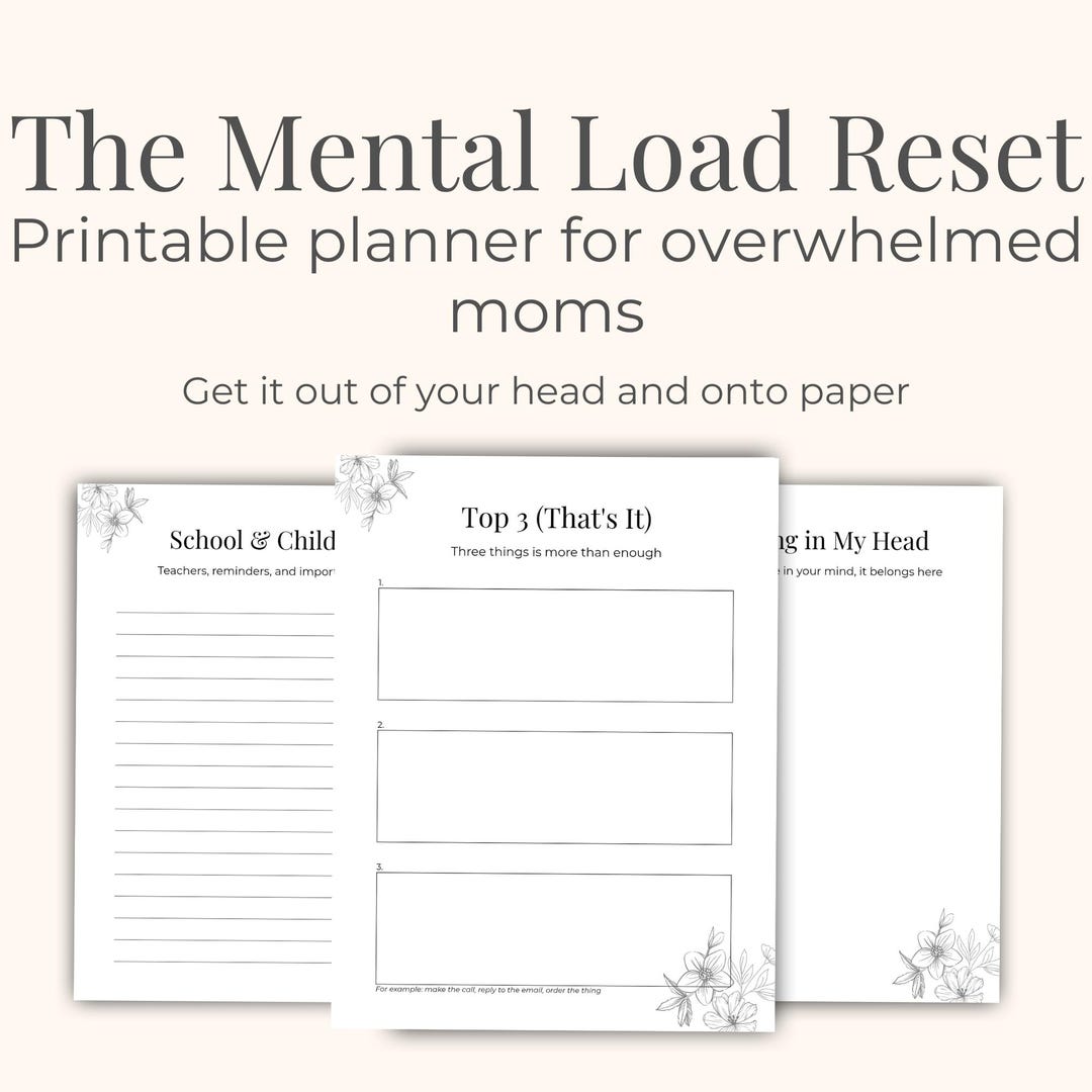 Mental Load Reset Printable Planner for Overwhelmed Moms | Brain Dump ...