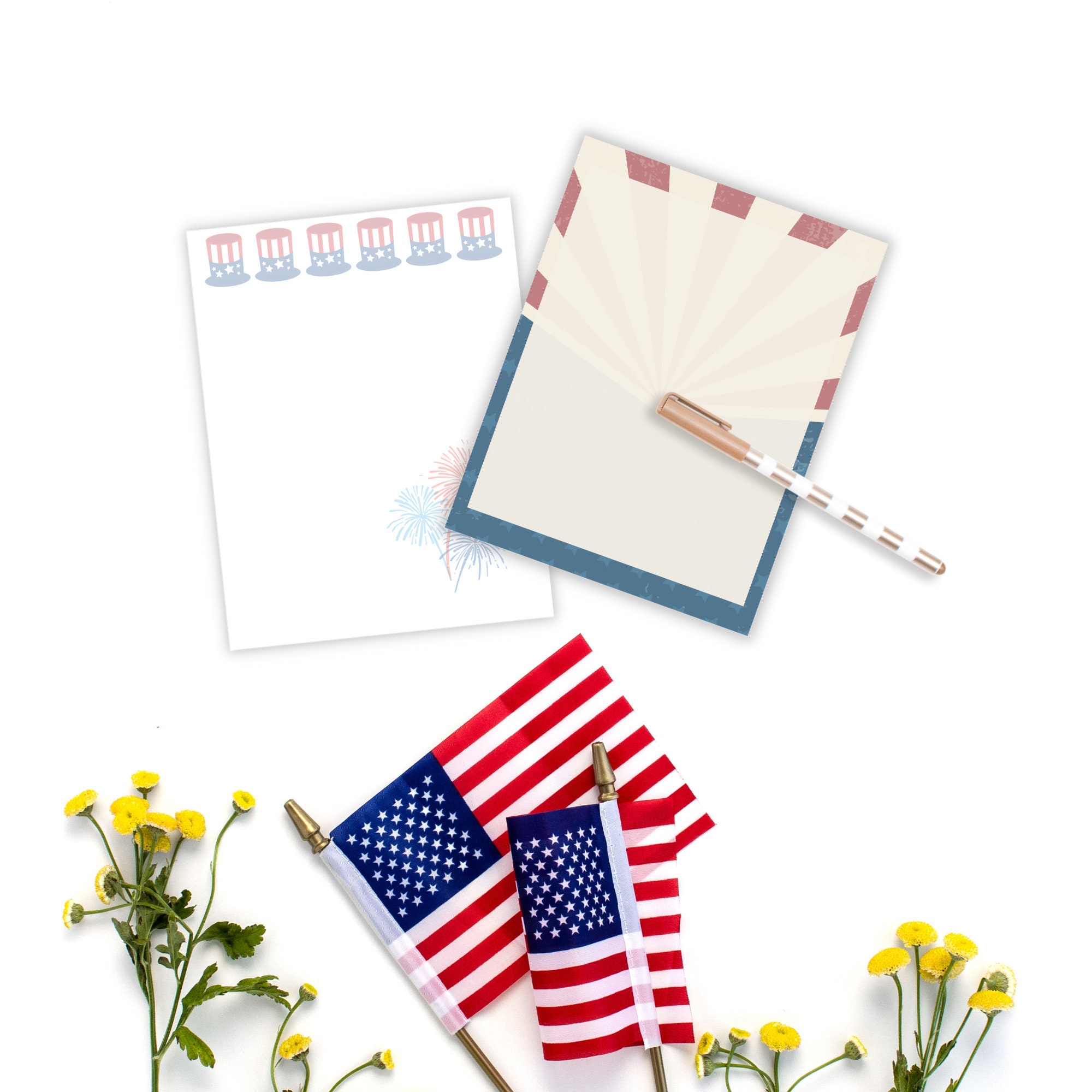 Fourth of July Printable Stationery Set, Patriotic Printables, Letter ...