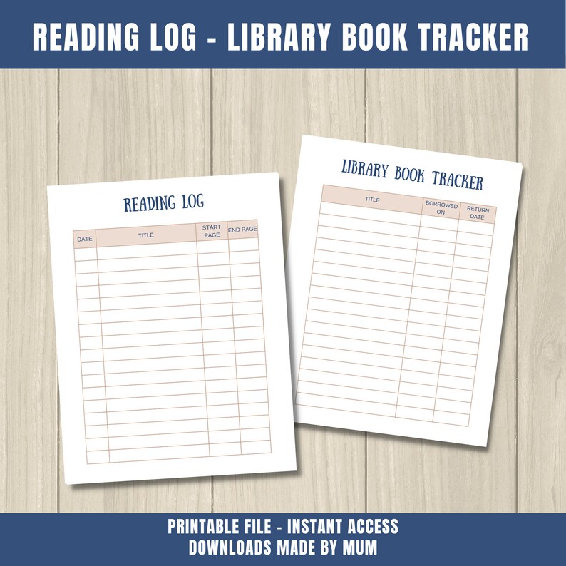 Pode incluir: Registro de leitura e rastreador de livros da biblioteca imprim&iacute;veis. O registro de leitura tem colunas para a data, o t&iacute;tulo, a p&aacute;gina inicial e a p&aacute;gina final. O rastreador de livros da biblioteca tem colunas para o t&iacute;tulo, a data do empr&eacute;stimo e a data de devolu&ccedil;&atilde;o.