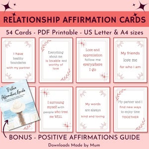 Affirmations positives, Cartes pleine conscience, Citations d'amour, Cadeaux pour une relation amoureuse, Affirmations quotidiennes
