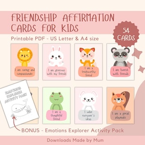 Positive Affirmationskarten für Kinder zum Ausdrucken, Freundschaftskarten, Ermutigungskarten, Kinder Affirmation, tägliche Affirmation, Lunchbox Notiz