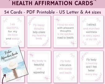 Health Affirmation Cards Printable, Self Care Cards, Body Positivity, Daily Affirmations, Mindfulness Gift, Mental Health Cards
