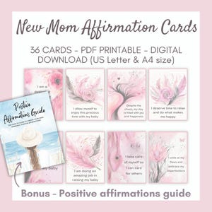 New Moms Affirmation Cards, Positive Affirmation Cards, New Mom Self Care, Postpartum Gift, Daily Affirmations, Printable Affirmation Cards
