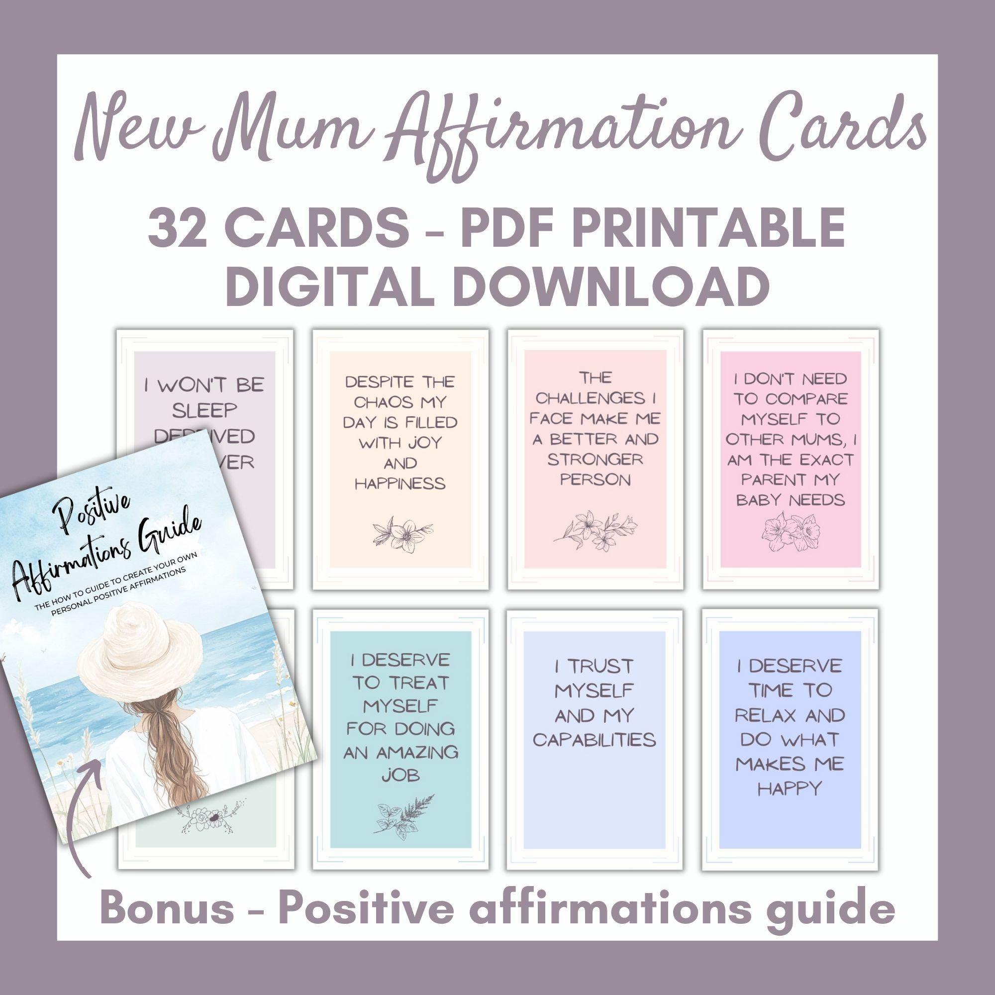 Calming New Mom Affirmation Cards, Printable Positive Cards for…