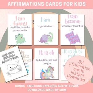 Kids Affirmation Cards, Encouragement Cards for Children, Daily Affirmations, Kids Positive Affirmations, Printable Affirmation Cards,