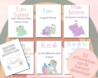 Kinder Affirmationskarten, Ermutigungskarten für Kinder, tägliche Affirmationen, Kinder positive Affirmationen, druckbare Affirmationskarten,