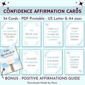 Cartes d'affirmation de confiance imprimables, Cartes d'affirmation positive, Jeu de cartes d'affirmation, Cartes d'affirmation numériques, Jeu de cartes d'encouragement
