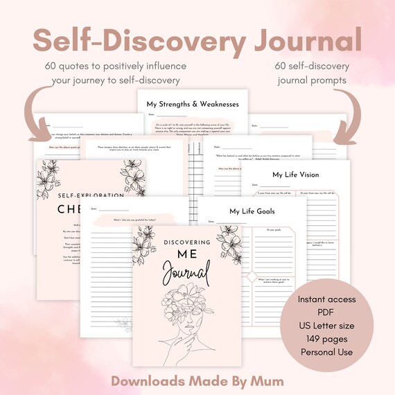 Self Reflection Journal, Personal Growth Journal, Self Discovery, Mindfulness Journal, Self Love Journal, Journal Prompts, Self Awareness