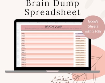 Brain Dump Spreadsheet, Brain Dump Template, Google Sheets Planner, Spreadsheet Task Tracker, Thoughts Organizer, ADHD Brain Dump