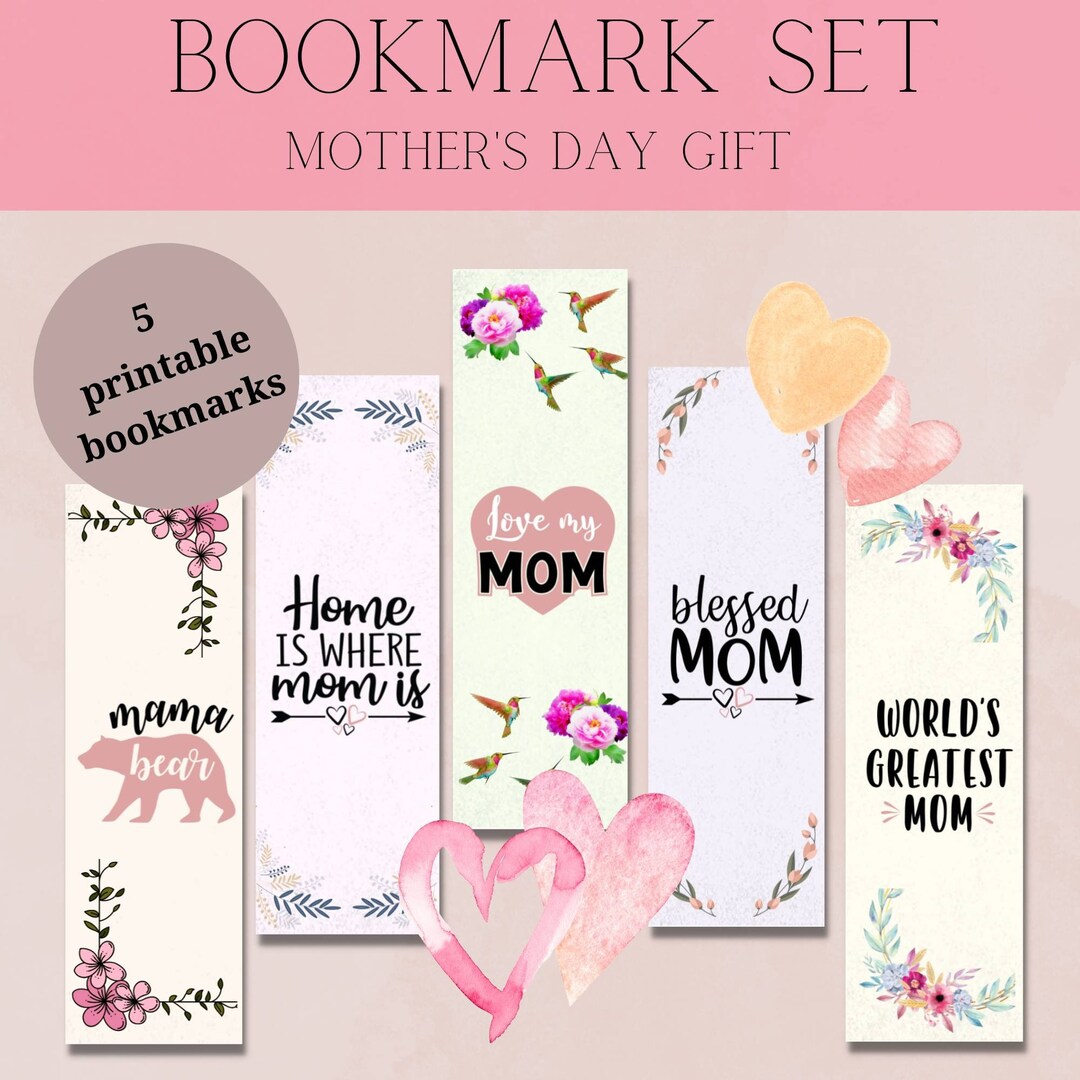 Bookmarks for Mom, Printable Bookmarks, Floral Bookmarks, Bookmarks Set