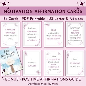 Motivation Printable Affirmation Cards for Women, Encouragement Cards Set, Positive Affirmation Cards, Daily Motivation, Affirmation Deck