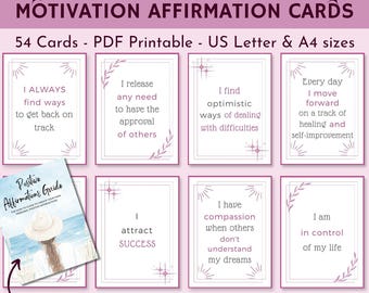 Motivation druckbare Affirmationskarten für Frauen, Ermutigungskarten, positive Affirmationskarten, tägliche Motivation, Affirmationsdeck