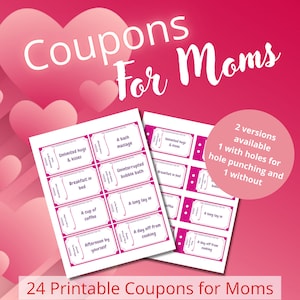Coupons Fête des Mères | Coupons imprimables | Coupons Maman | Carnet de coupons pour maman | Cadeau de fête des mères bricolage | Coupons d&#39;anniversaire | Cadeau de maman des enfants