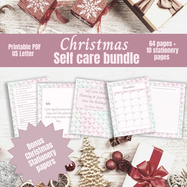 Self Care Bundle, Holiday Self Care, Self Care Checklist, Self Care Printable, Christmas Self Care, Self Care Workbook, Self Care Kit