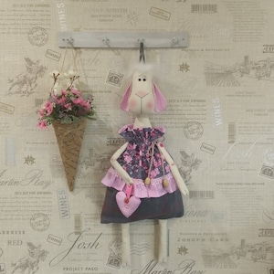 Kitchen Tough Sheep bag holder • package dispenser • grocery plastic bag storage • cook room organizer • handmade decorative doll