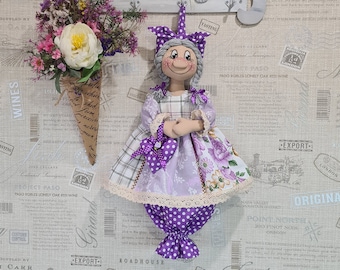 Handmade Eco-Friendly Kitchen Bag Holder Doll - Grocery Bag Storage and Dispenser - Cook Room Organizer - Decorative Plastic Bag Dispenser