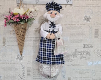 Kitchen Chef Bag Holder Doll • Grocery Plastic Bag Holder • Bag Storage • Bag Organizer • Handmade Decorative Doll