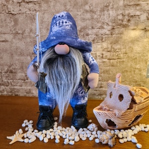 Handmade Scandinavian Gnome Sailor and Fisherman - Perfect Spring Decor and Gift - Featuring Farmhouse Style - Unique Decorative Gnome