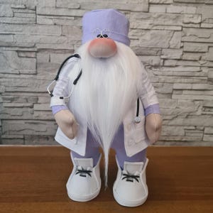 Handmade Gnome Doctor or Nurse - Cute Medical Gnome Gift for Healthcare Worker or Student, Unique Doctor Office or Desk Decor