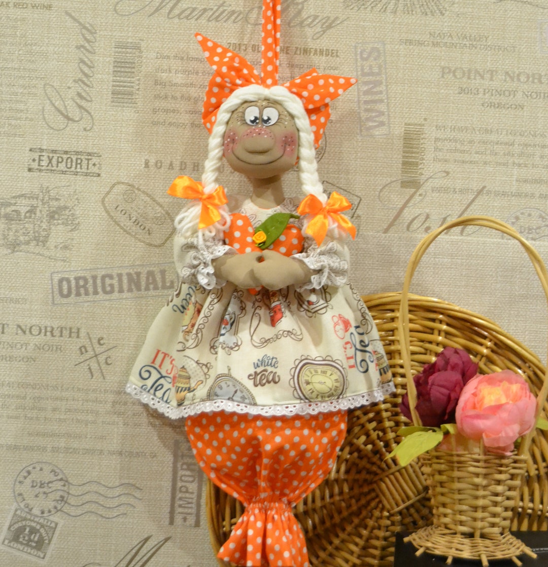 Kitchen Bag Holder Doll Olivia Package Dispenser Grocery Plastic Bag