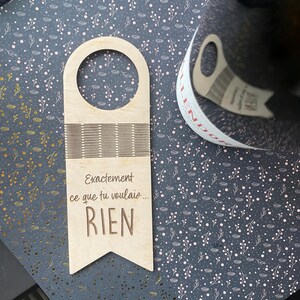 Houten decoratie voor fles – Gepersonaliseerde boodschap, Houten etiket Last-minute cadeau, Origineel en humoristisch cadeau-idee