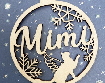 Christmas Ball, Personalized Cat Memorial Bauble Ornament with Name
