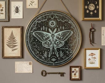 Miroir papillon gravé | Gravierte Schmetterling Spiegel | Miroir mural bohème mystique | Boho Wandspiegel | 20 24 29 cm | Décoration witchy