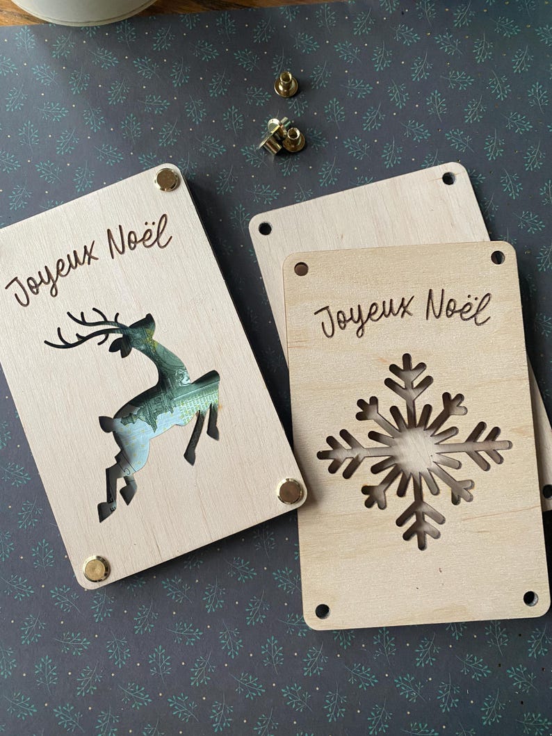 Carte en bois découpée au laser - Offrir de l'argent de manière originale - Cadeau d'anniversaire & Noël image 10