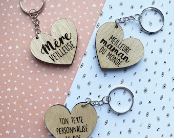Personalized wooden Mother's Day key ring