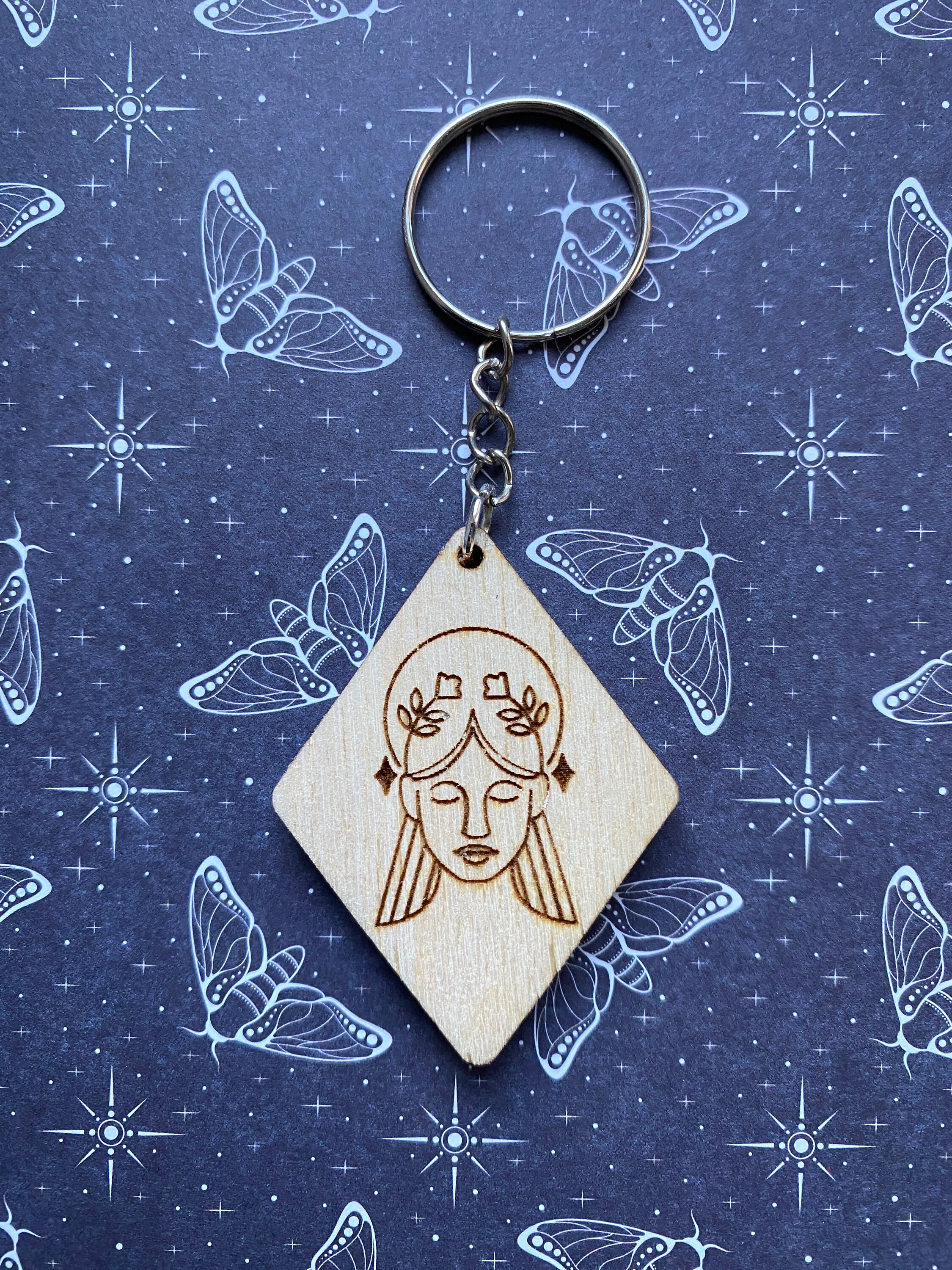 彫刻された木製キーホルダー - 星座、占星術、星座、星占い - Etsy 日本