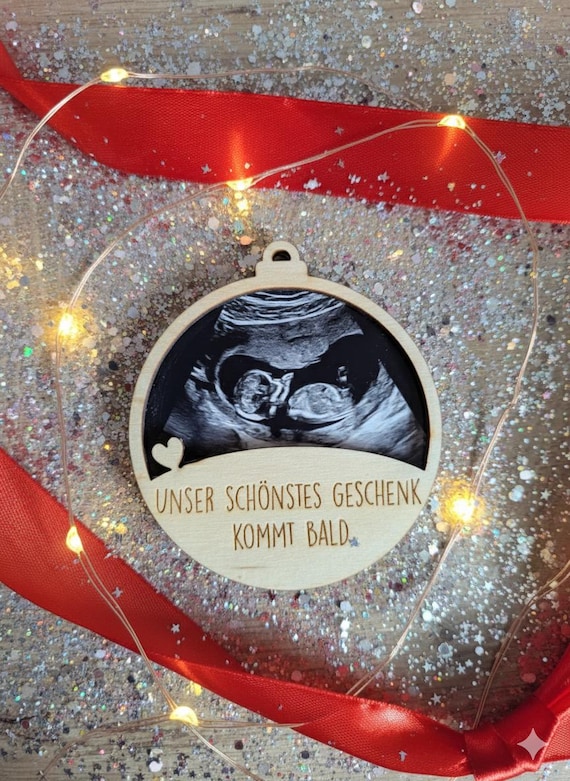 Schwangerschaftsankündigung Ornament, Ultraschall Weihnachten, Unser schönstes Geschenk kommt bald, Geschenk für werdende Eltern