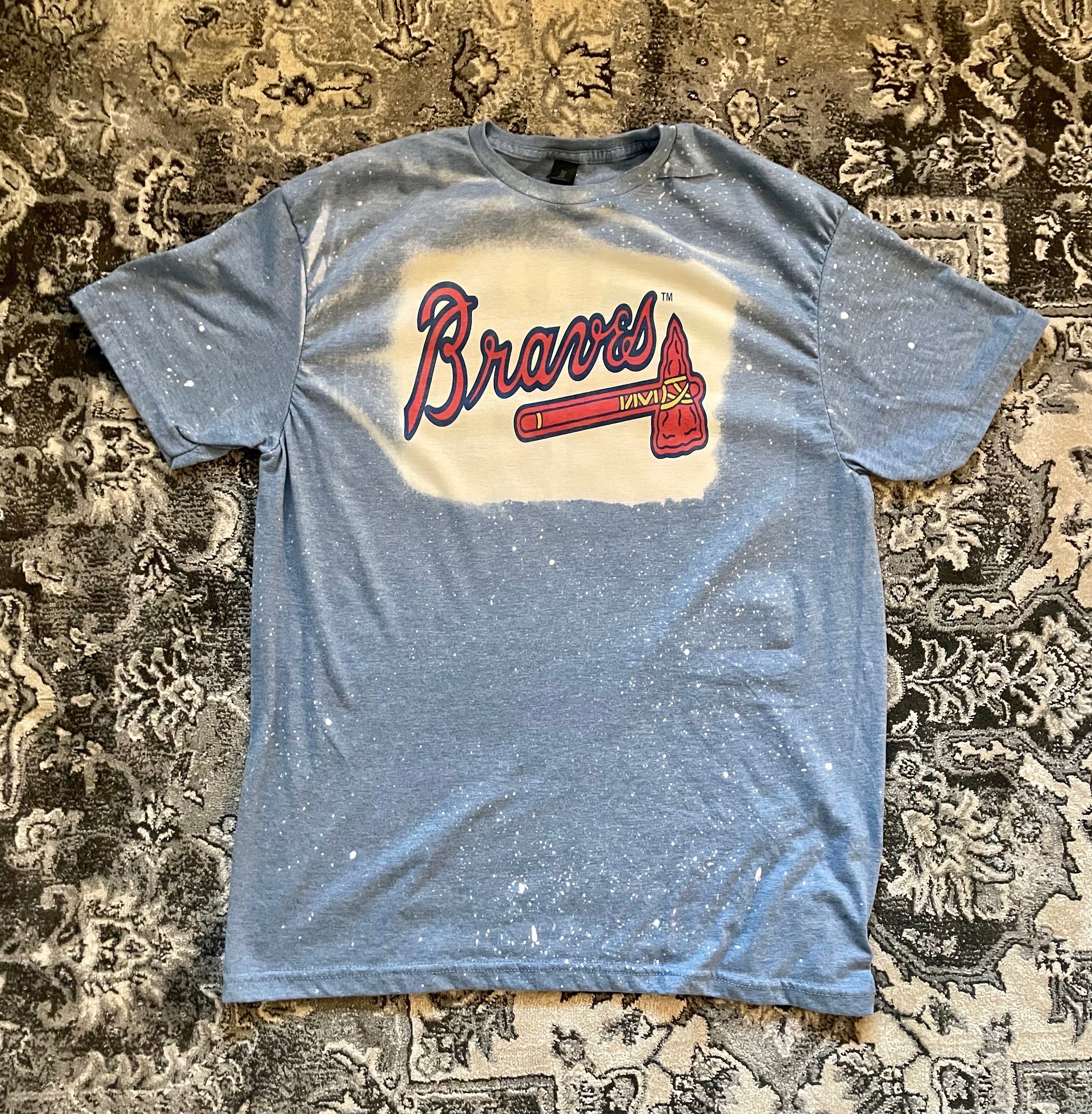 Atlanta Braves Bleached Tee – Glitzy Work Boutiques LLC