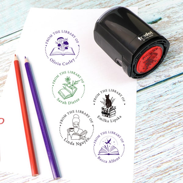 Custom Book Stamp/From the Library of book Stamp/Self Inking Stamp/Ex Libris stamp/Personalized book stamp/Library stamp/Book Lover Gift