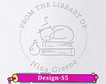 Personalized Book Lover Gift Embosser | Monogram Book Stamp Embosser | Rubber Stamp, Self Inking | Stamp or Embosser