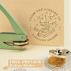 Personalisierter Buchpräger mit KOSTENLOSEM Digital Proof, Benutzerdefinierter Bibliothekspräger aus der Stempelbibliothek, Ex Librispräger, Geschenk für Buchliebhaber