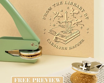 Personalized Book Embosser with FREE Digital Proof, Custom Library Embosser, From The Library Of Stamp, Ex Libris Embosser, Book Lover Gifts