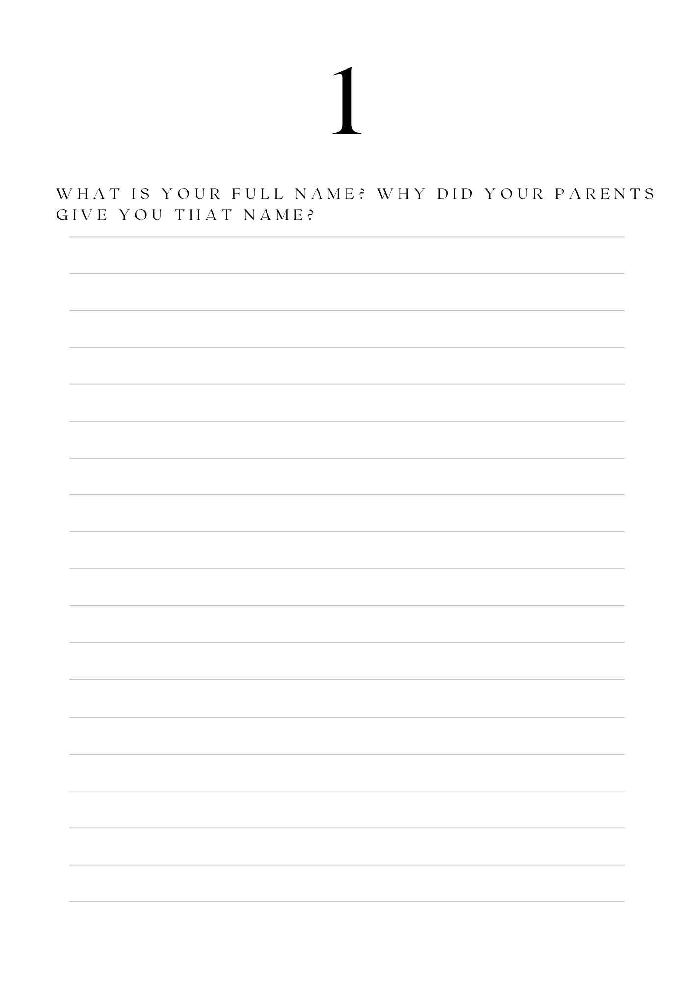 Personal History Journal Prompts Family History Journal Etsy