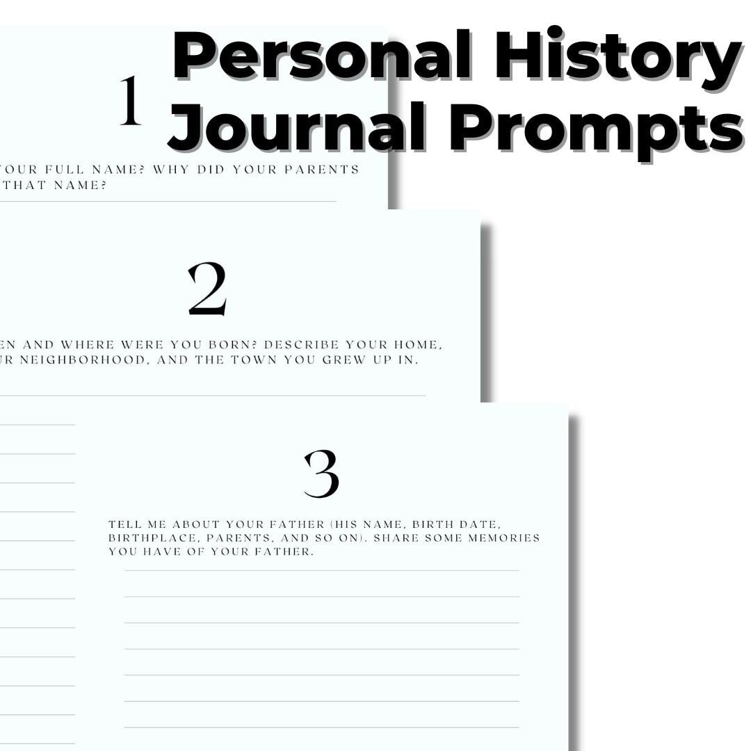 Personal History Journal Prompts Family History Journal Etsy