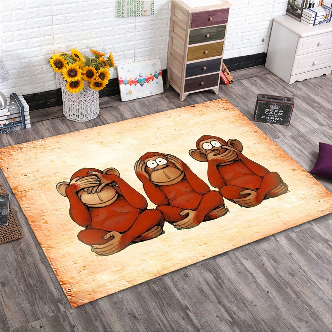 Three Monkeys Rug,rug for Kitchen, Rug for Living Room, the Three