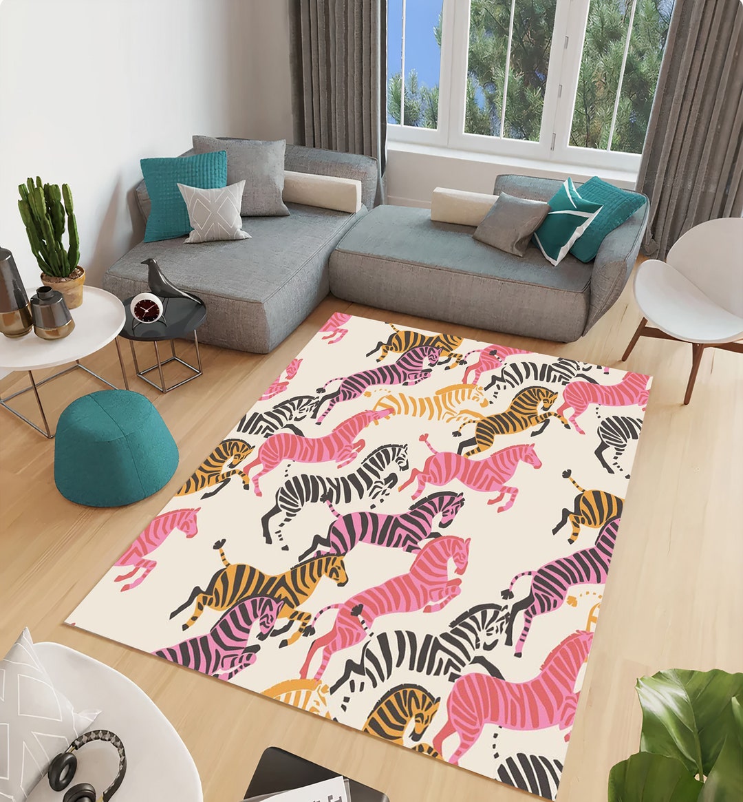 Zebra Rugpink Zebra Ruganimal Rugrugs for Living Roomrugs Etsy