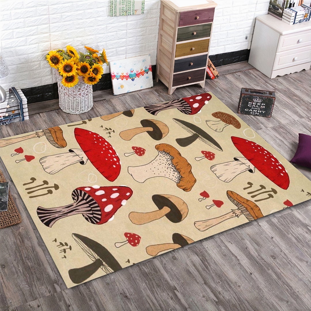 Mushroom Rug, Mushroom Design, Cute Mushroom Rug, Mushrooms,rugs for
