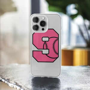 Custom Baseball Softball Numbers Pink Phone Case Fit For iPhone 14 Pro Plus, 13, 15, 11, X, Samsung Galaxy, Huawei, Xiaomi, Google Pixel