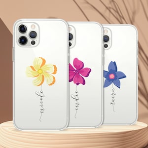 Personalised Name Flower iPhone Case, Custom Initials Samsung Cover, Aesthetic Cute Floral Xiaomi Skin, Pro Plus Ultra Lite Mini Max Note 45